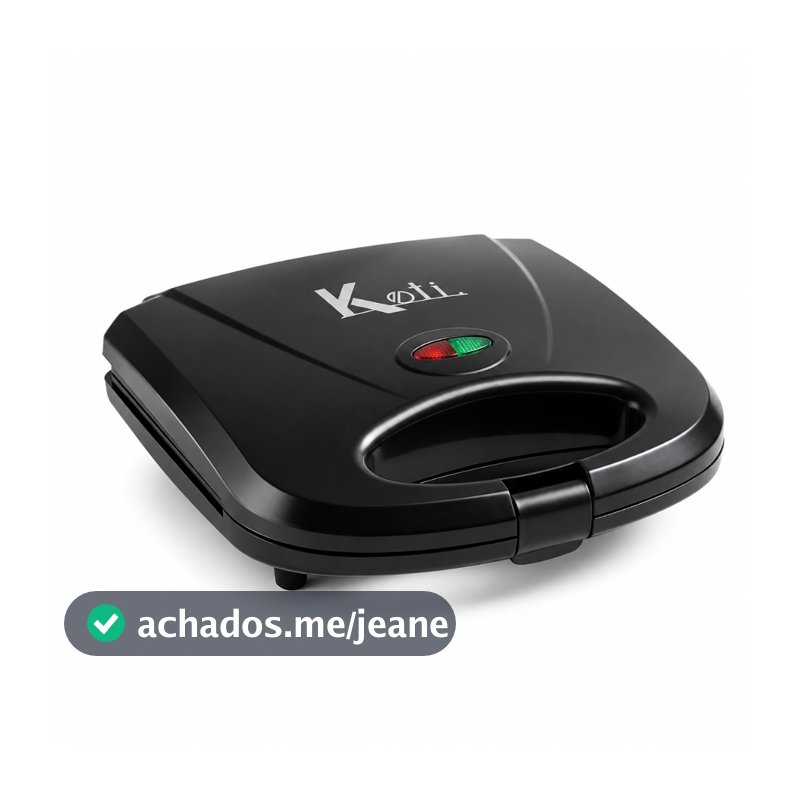 Sanduicheira Grill Elétrica 750W Antiaderente Koti Preta Faz 2 Sanduíches Rápido 110V ou 220V