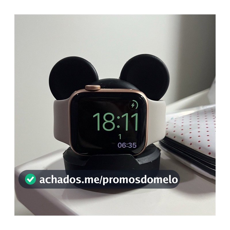 Suporte Mickey p/ Carregador Apple Watch Original Series 1, 2, 3, 4, 5, 6, 7, 8, 9 Ultra e SE não acompanha carregador.