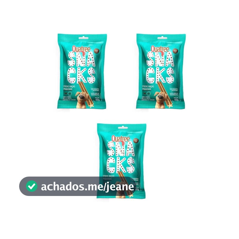 Kit 3 Petisco Quatree Snacks Cães Sticks 60 Gr