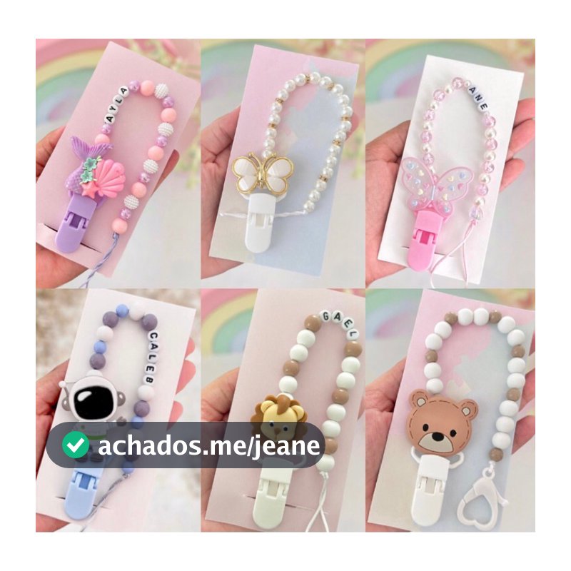 prendedor de chupeta personalizado com nome do bebê