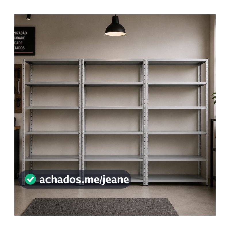 Kit 3 Estantes Prateleiras de Aço Galvanizado Multiuso 6 Bandejas Armario Resistente Aparador Livros