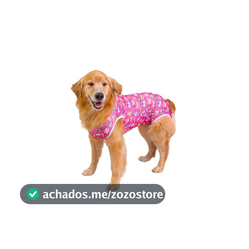 Roupa Pós Cirúrgica Para Cachorro UV Fêmea Rosa Cachorrinhos