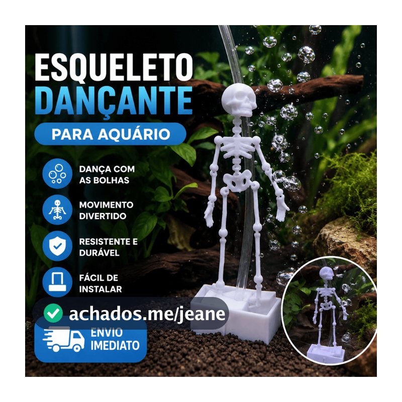 Esqueleto Dançarino para Aquário Dança com as Bolhas Enfeite Bomba de Ar