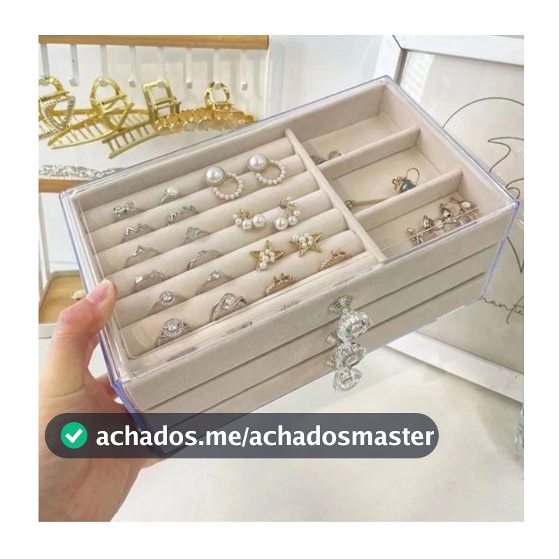 Porta Joia Acrílico Luxo com 3 Camadas- Brinco/ Anel/ Colar/ Pulseira