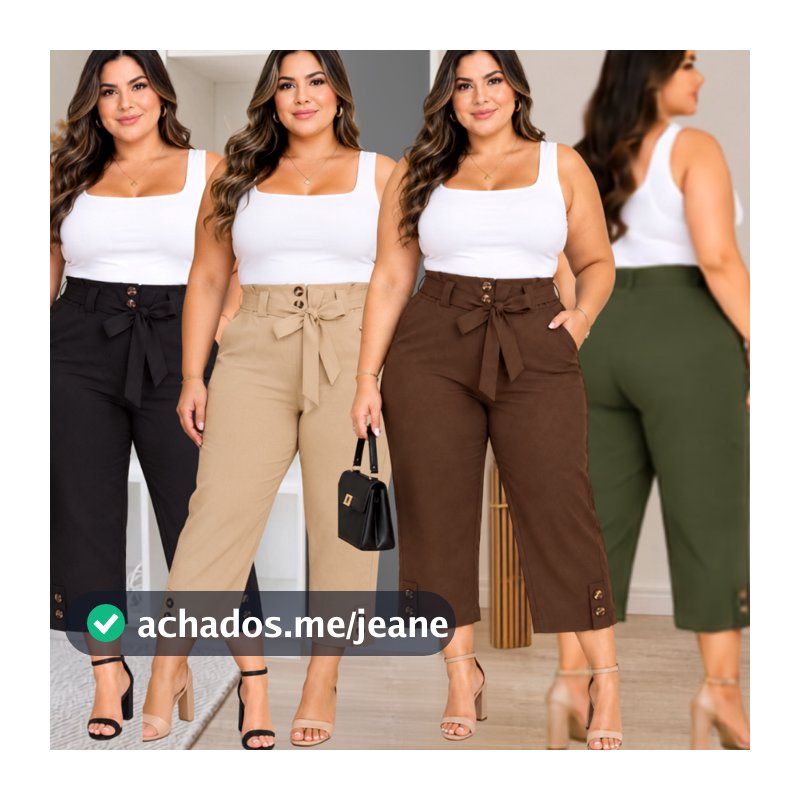 Calça Pantacourt Plus Size Feminina de Alfaiataria Sofisticada, Elegante Confortável e Versátil Moda Primavera Verão