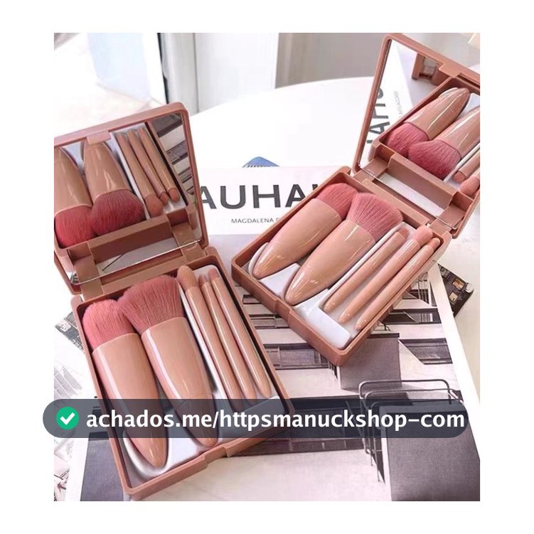 Kit 5 de pincéis Para maquiagem Com espelho super sofisticado Cor Aleatoria