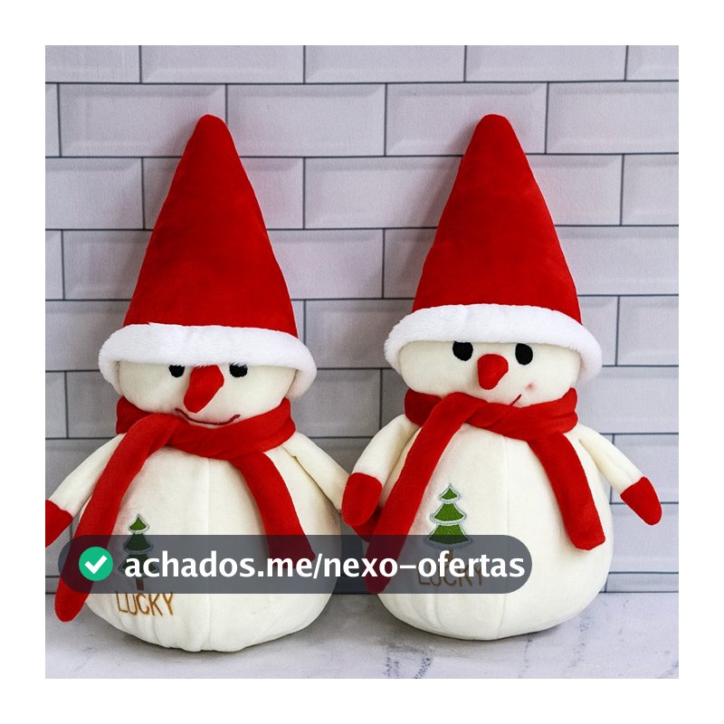 Kit 2 Bonecos de Neve Pelúcia 22cm Urso Enfeite Natal Decoração Presente Natalino Casa Árvore/ENVIO IMEDIATO