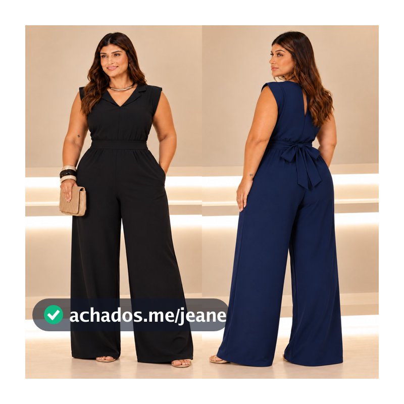 Macacão Feminino Longo Elegante Plus Size Casual E Social Pantalona Amarração na Cintura Eventos Festas Casamento Moda