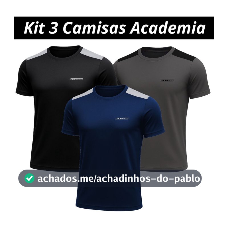 Kit 3 Camisas Dry Fit Masculino Academia Tecido Leve Musculação e Treino