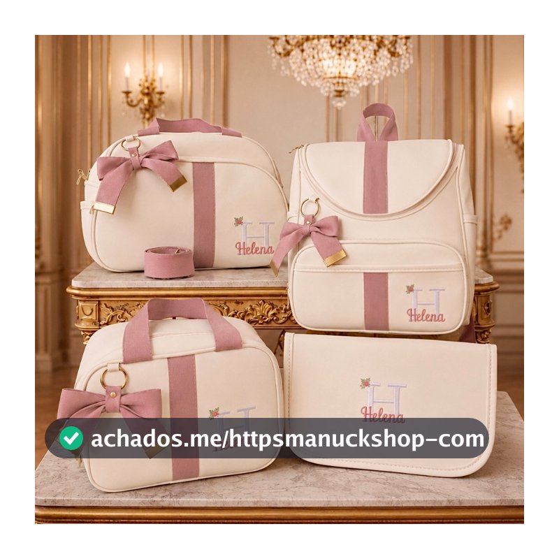 Kit Bolsas Maternidade 4 Peças Luxo, Completo Personalizado térmico e impermeável, Coleção Realeza