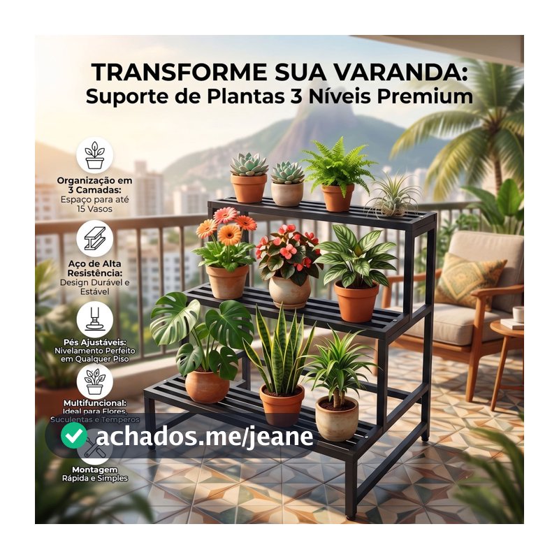 Suporte Para Plantas Vasos Floreira De Ferro Metal Estante Prateleira De Chão Organizador Jardim Varanda Decoração