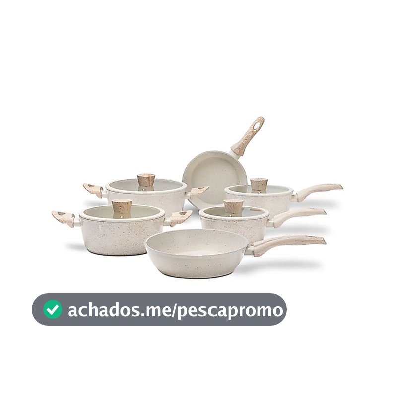 Jogo de Panelas 6 Peças Brinox Antiaderente Ceramic Life Sirius Vanilla e Preto - Com Indução