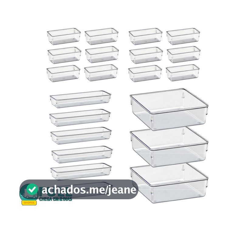 21 Organizador Multiuso Modular Gavetas Acrilico Cristal e Fume