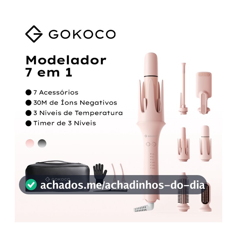 GOKOCO 7 em 1 Modelador de Cachos Multifuncional íons negativos cria diversos estilos de cachos Design bivolt