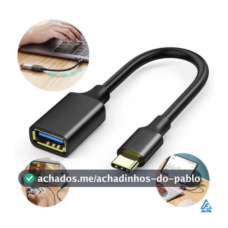 Cabo Adaptador OTG USB para Tipo C Mouse Teclado Pendrive USB-C USB-A Fêmea USB X Macho Tipo C