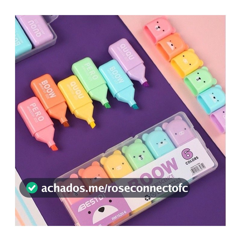 Kit Com 6 peças Marca Texto Formado Animais Urso Bestdi