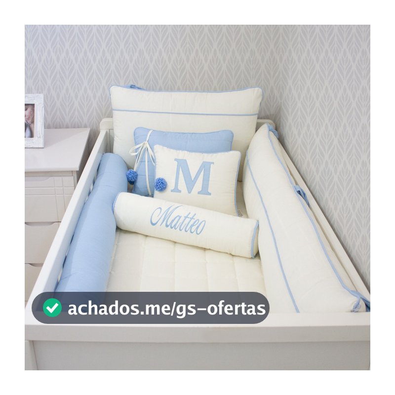 Kit Berço Pompom Personalizado com Nome 10 Peças Enxoval Bebê Menina ou Menino