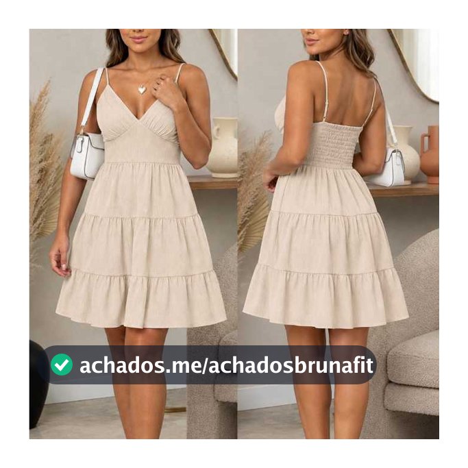 Vestido Feminino Curto LISO de Alcinha com Bojo Forrado Crepinho Não Amassa Verão Casual TENDENCIA 2026!!!
