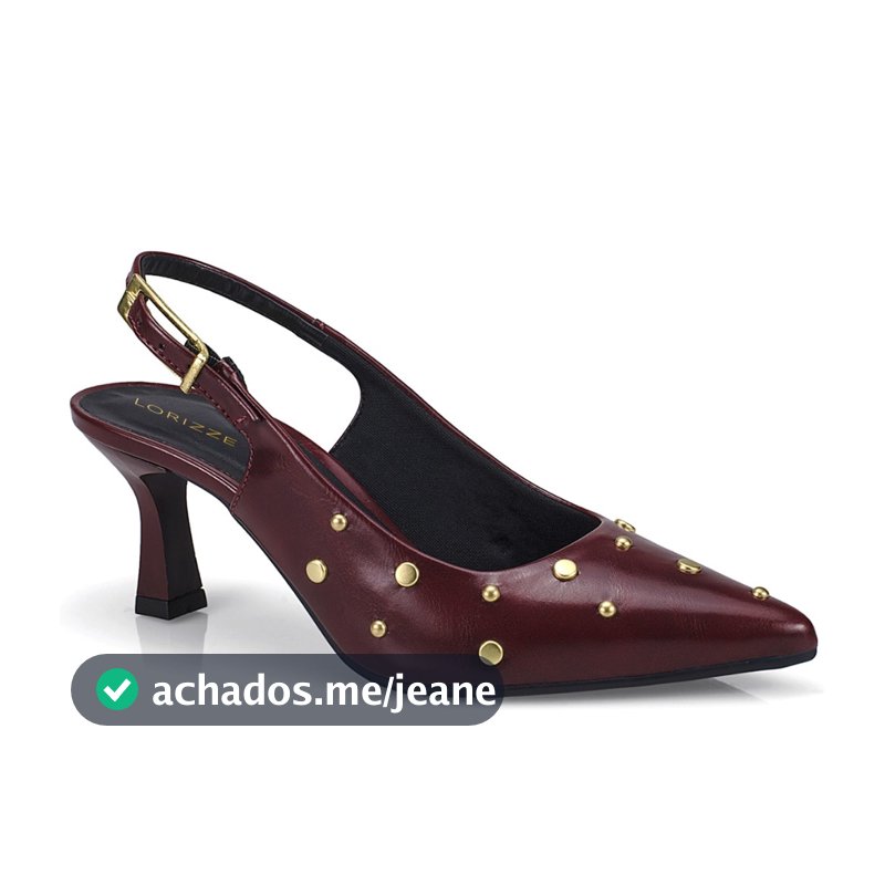 Scarpin Feminino Slingback Salto Fino Médio Com Fivela e Spike Elegante E Social 029