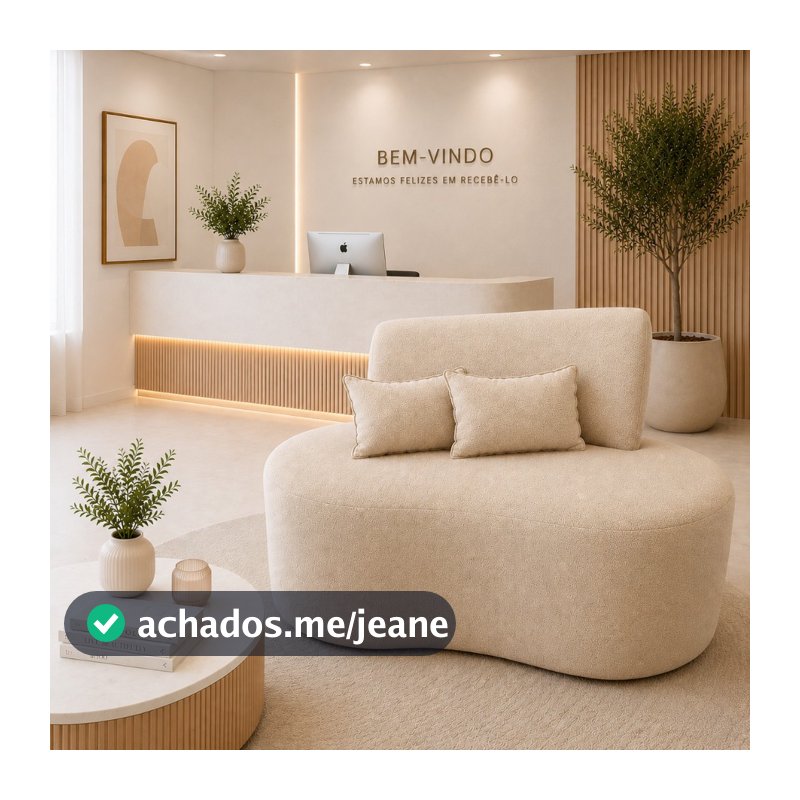 Sofa Orgânico 02 Lugares 115 Cm Tecido Boucle Para Sala Salão de Beleza   Academia Visammer