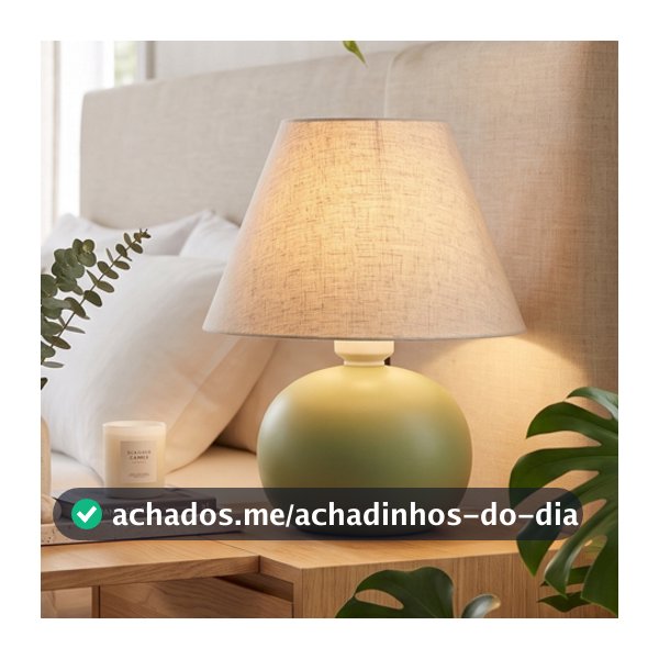 Abajur Bolinha Pequeno Cerâmica Artesanal com Cúpula de Tecido | Luminária de Mesa para Quarto, Sala, Escritório