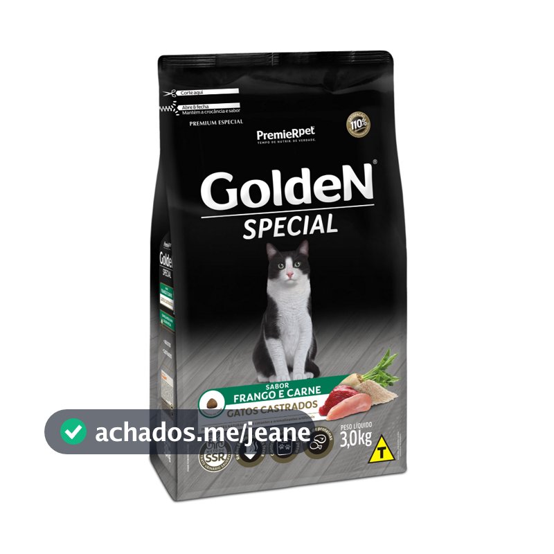 Ração Golden Special Gatos Castrados Frango e Carne 3kg