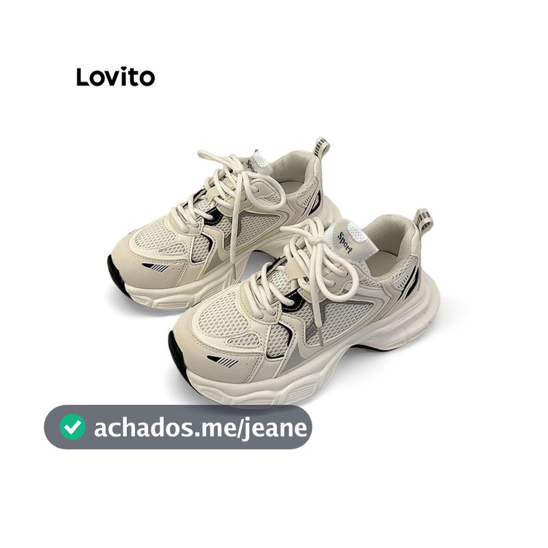 Lovito Casual Tênis Feminino Liso Respirável e Leve de Sola Alta Branco Combina com Tudo para Outono e Inverno LFA40382