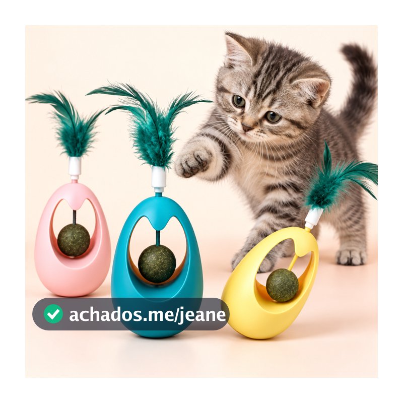 Brinquedo para Gatos João Bobo com Bola de Catnip e Pena Interativo