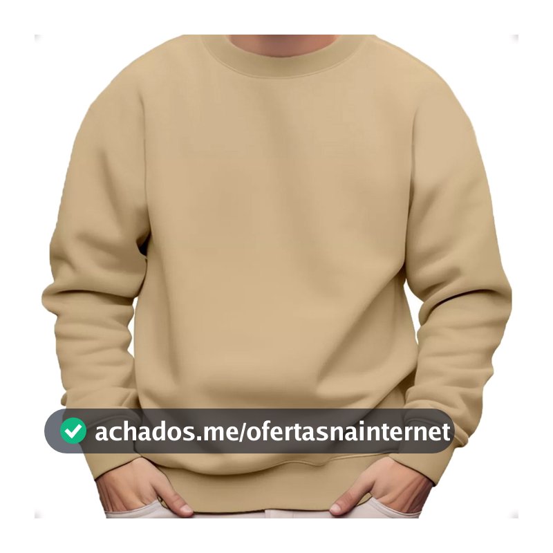 Moletom Gola Redonda Unissex Blusa De Frio Careca Casaco Feminino Masculino Flanelado Sem Estampa Algodão
