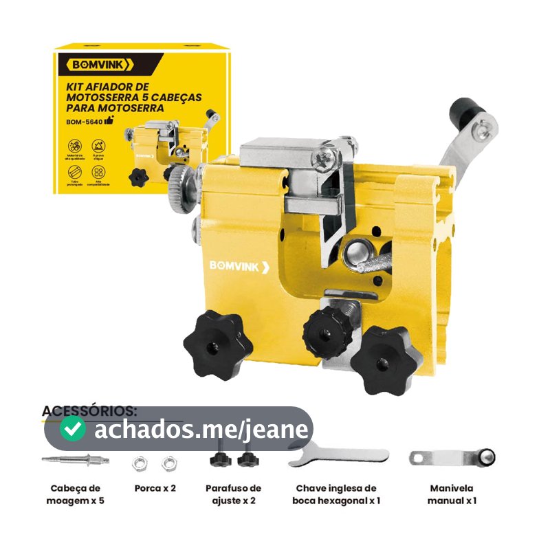 Kit Afiador de Corrente Motosserra 5 Cabeças Amarelo - Profissional e Resistente