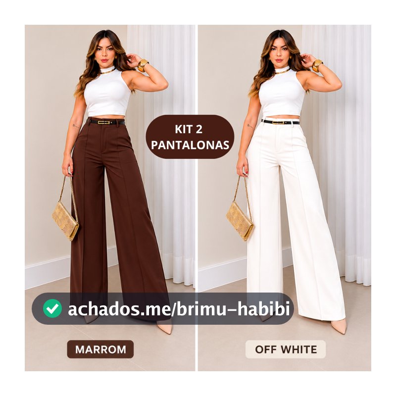 Kit 2 Calças Com Cinto Social Feminina Pantalona Alfaiataria Lançamento Moda Luxo Elegância Social