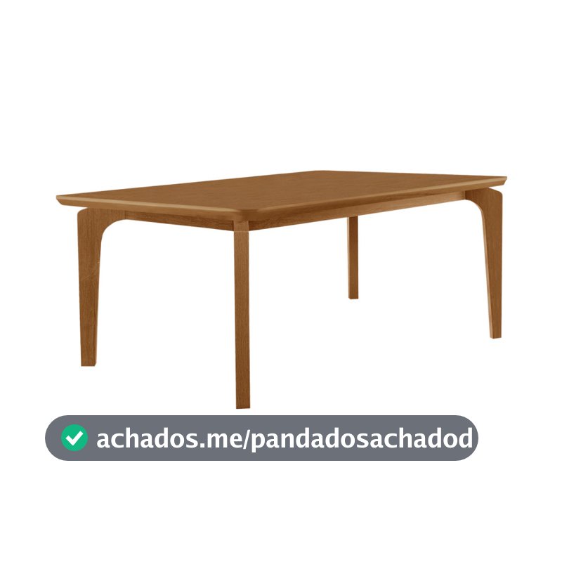 Mesa de Jantar Liz 180cm Tampo MDF Canto Copo Moderna Mobília