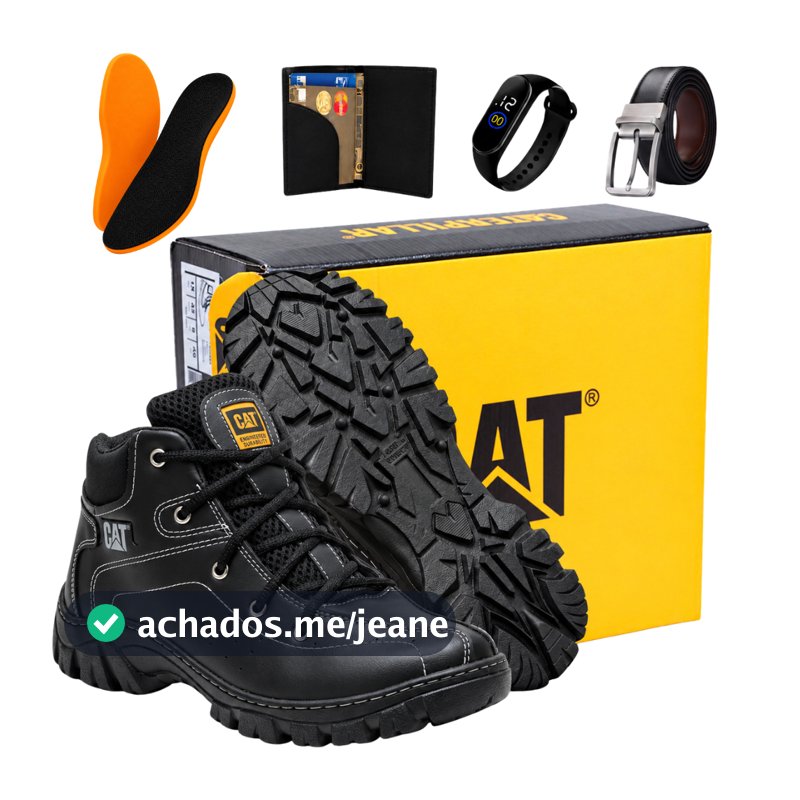 Bota Botina Coturno Masculino Caterpillar Em Couro Trabalho