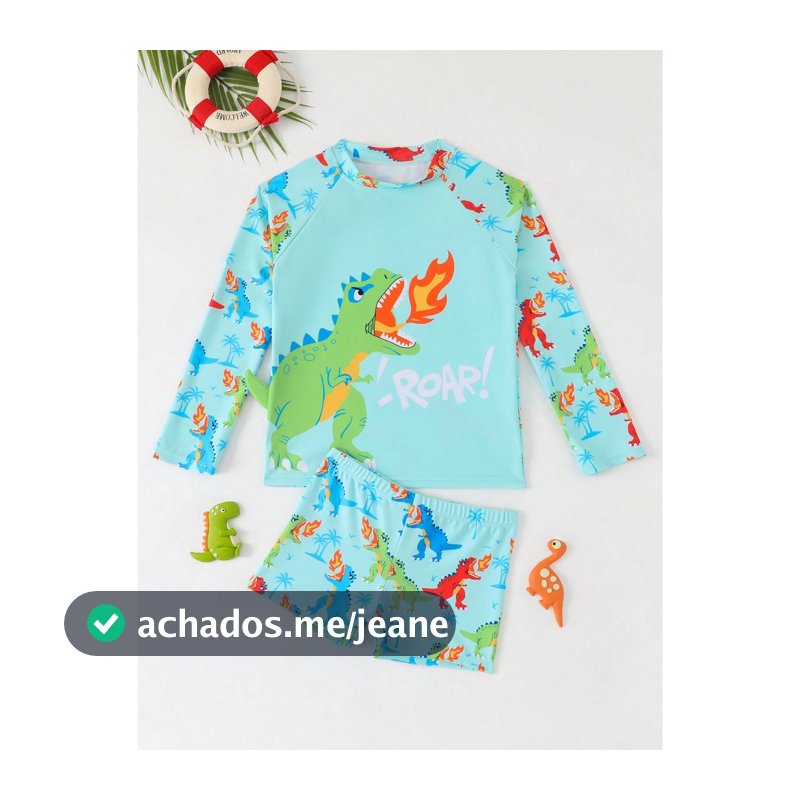 RWX VEST Conjunto Praia Infantil Dinossauro Divertido – Conforto e Proteção para os Pequenos! 2025 I3630