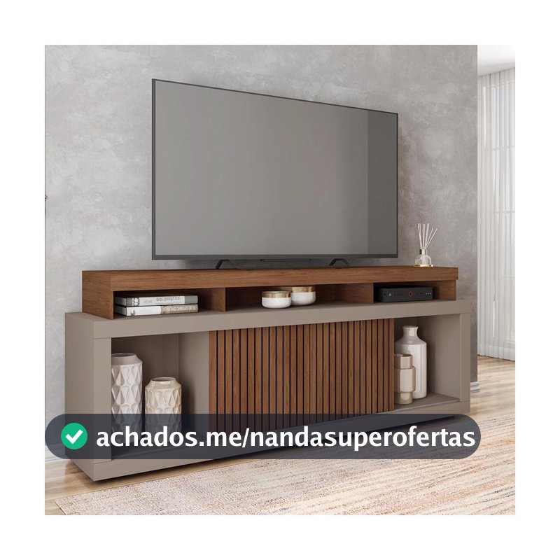 Rack  Bancada Para TV Sala de Estar até 70 Polegadas Sun Fendi e Havana Caemmun