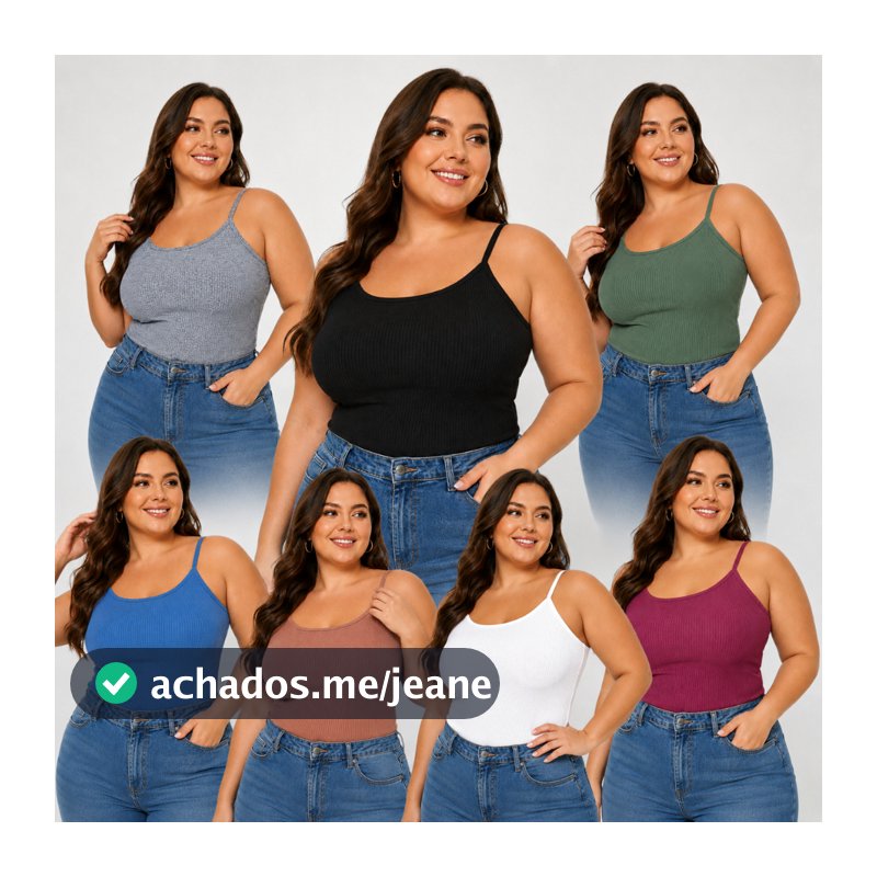 KIT3, 2 ou 1 Peças Regata Feminina plus size Alcinha canelado