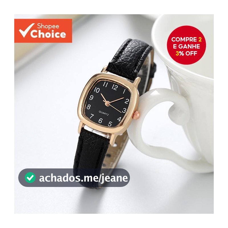 Relógio Elegante De Quartzo Com Algarismos Arábicos Mostrador Pequeno Para Mulheres Pulseira De Couro E Escritório