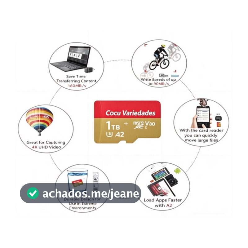 Cartão de Memória MicroSD Classe 10 Ultra 8 ate 1TB para Monitoramento Adaptador P8