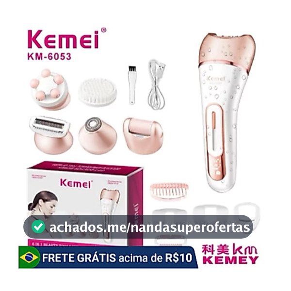 Kemei Depilador 6053 Feminino Elétrico, Barbeador Feminino, Perna Corpo Depilação Depilador KM 6053