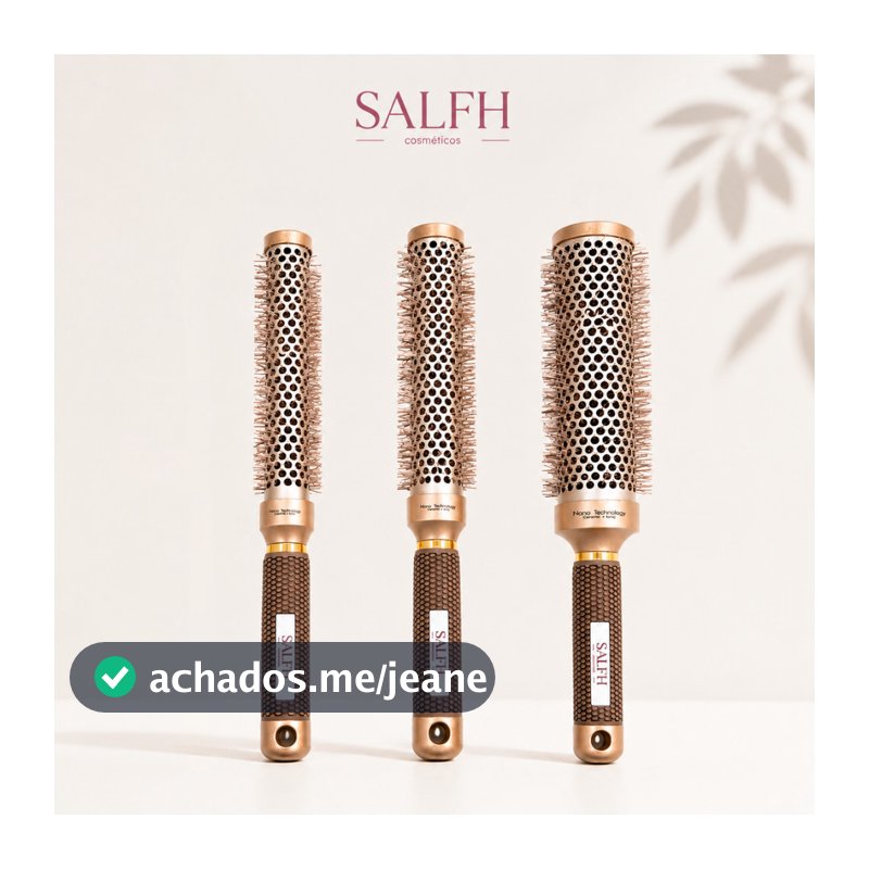 Escova de Cabelo Alongada Térmica Profissional Vazada Escova Longa Cabo Emborrachado Salfh