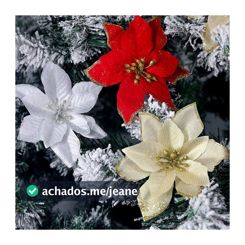 (10 Unidades/Pacote) 13cm Decoração De Natal Borda Em Pó Dourado Material De Tecido De Flores Simuladas Guirlanda Feriad