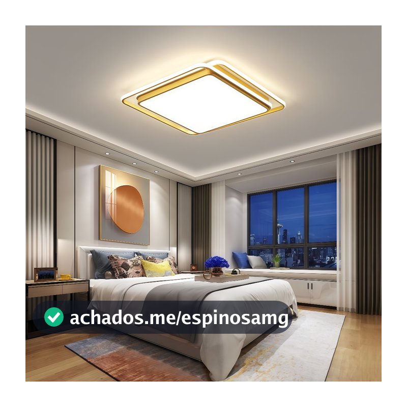 Luminária de LED de Sobrepor Quadrado Bivolt 3 Cores Com Luz Central Dupla Lustre de teto