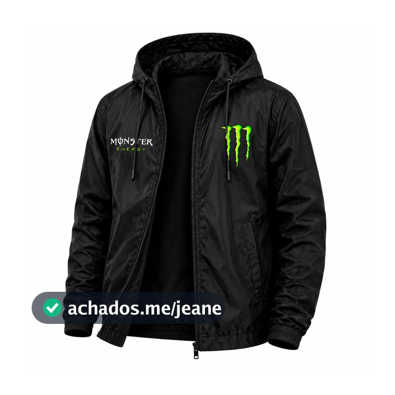 Jaqueta Corta Vento Monster Unissex Com Capuz Casual Esportivo Academia Leve Street Proteção Vento