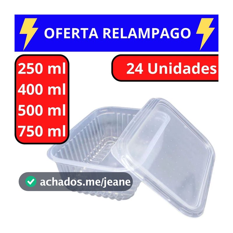 24 Pote Marmita Embalagem Descartável Fitness Fit Freezer Microondas Armazenamento Alimentos Comida