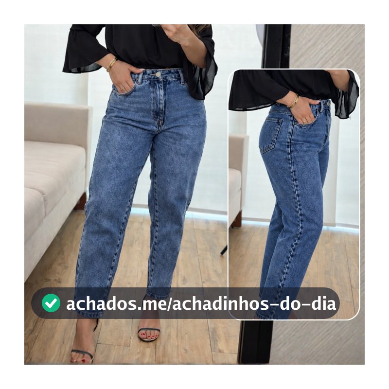Calça MOM Jeans Feminina Cintura Alta 100% Algodão