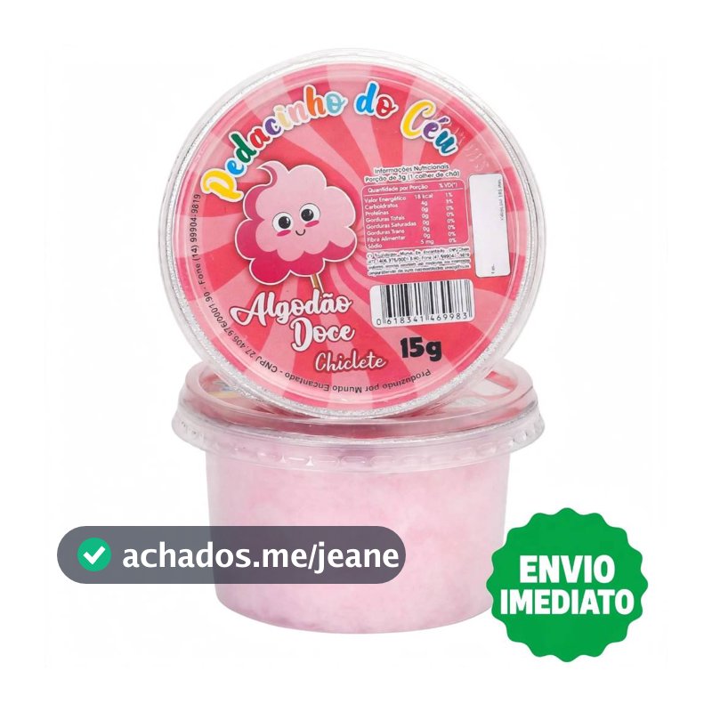 Kit 15 Potes de Algodão Doce 15g Lembrancinha para Festa