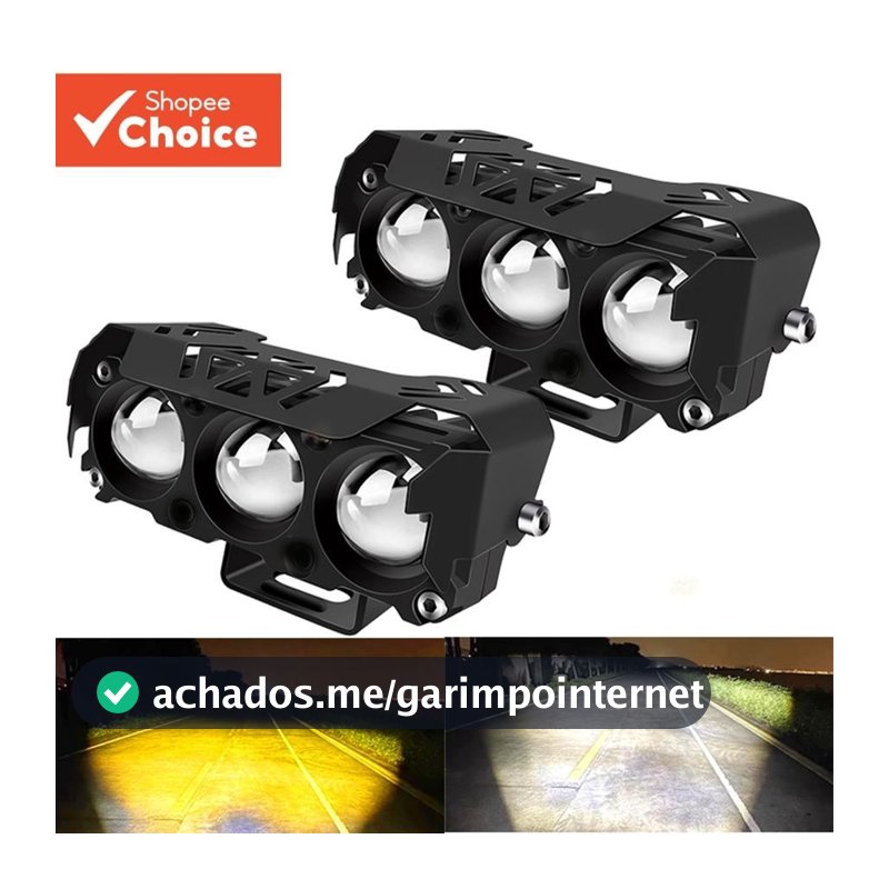 Refletor LED Para Motocicleta , Lâmpadas De Neblina De Feixe Alto/Baixo De Duas Cores Carros , Caminhões , SUVs , UTVs ,