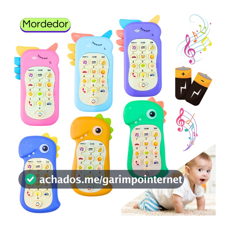 Celular Infantil Musical telefone Interativo com mordedor Educativo Sensorial brinquedo bebê