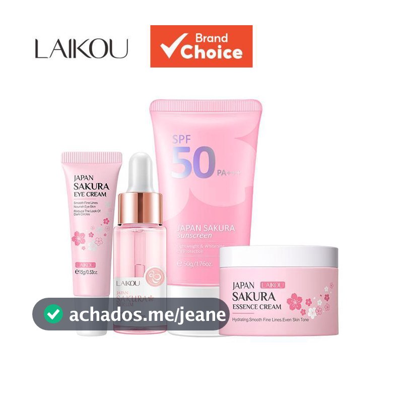 LAIKOU Sakura Sunscreen Rejuvenation Serum Remove Wrinkle Eye Cream SPF50 4pcs