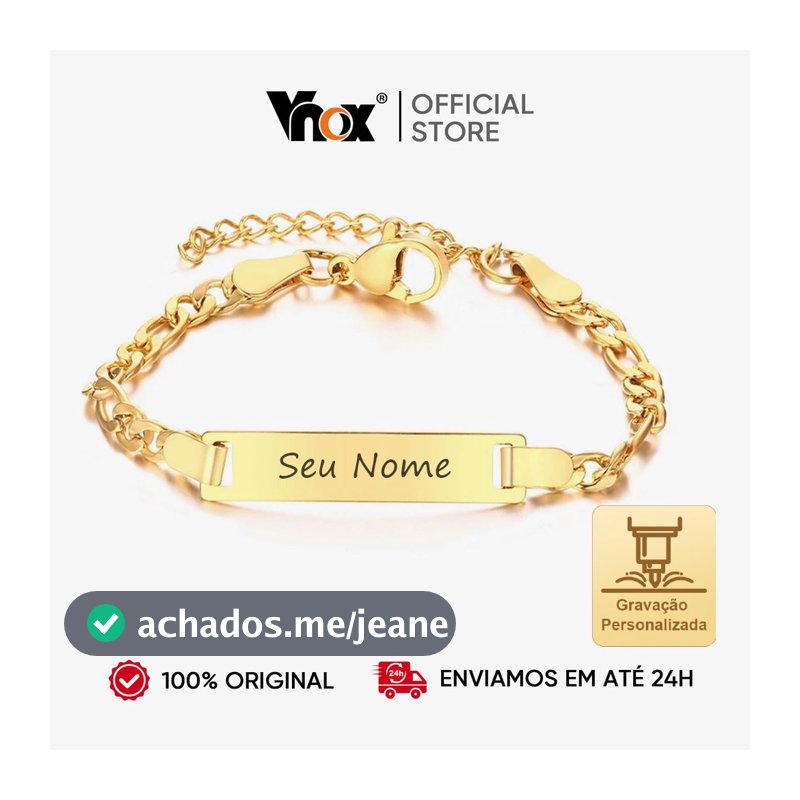 Vnox Pulseira Personalizada De Aço Inoxidável Banhado A Ouro De Jóias PersonalizadasGarota Menino Aniversário Presente